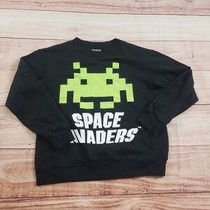 Space Invaders Sweater Womens Small Black‎ Green Sweatshirt Video Games Ladies
